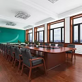 Modern Monitoring Room Interior Design With Multiple Monitors Control Desk And Wooden Floor