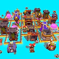 Vibrant Cartoon Village Scene With Colorful Buildings Round Domes And Paths