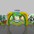 Feihuo Milk Powder Exhibition Booth With Green Grass Trees Cows And Seven Freshness Guarantees