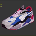 PUMA Stylish Color Block Athletic Sneakers White Blue Black Red Design