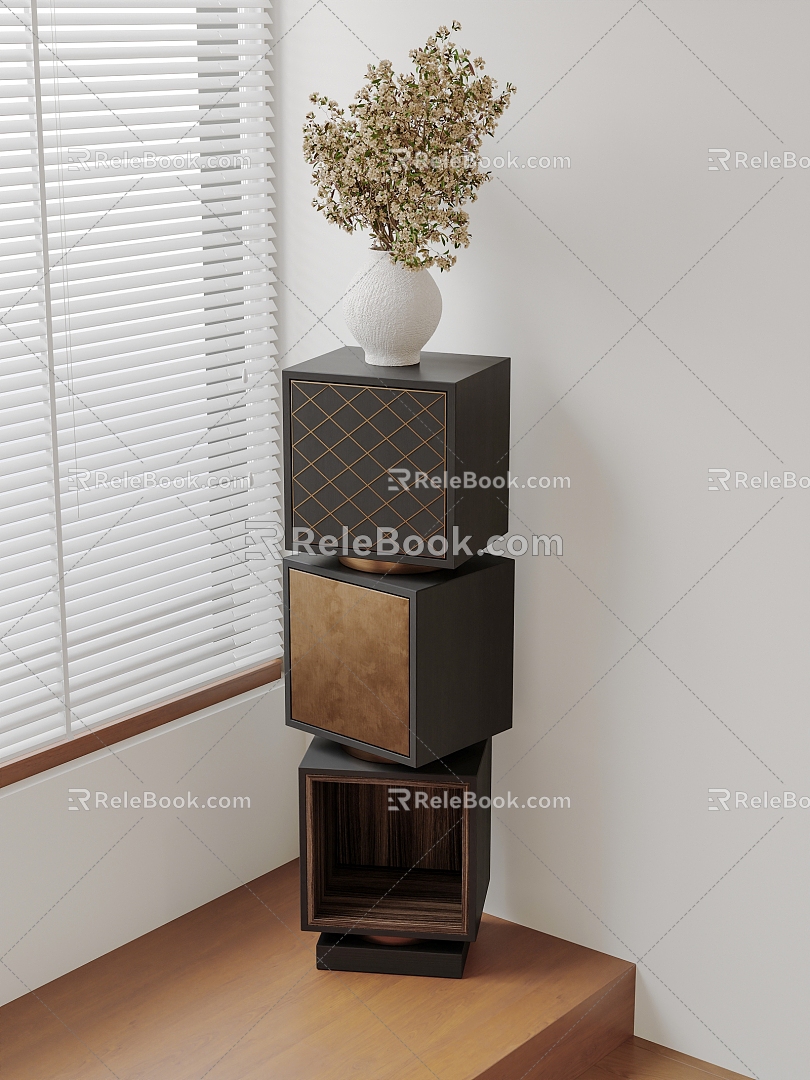 Middle-style decorative cabinet 3d model