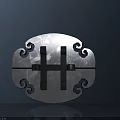 Shiny Blue Ornamental Handles With H Shaped Design And Decorative Scroll Patterns