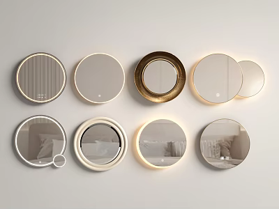 Wall Mounted Round Bathroom Mirrors With LED And Various Styles 3d model