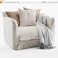 Modern Single Sofa Fabric Single Sofa Combination 3d model
