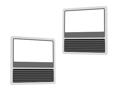 Two White Household Electrical Appliances With Black Grilles And Rectangular Front Panels 3d model