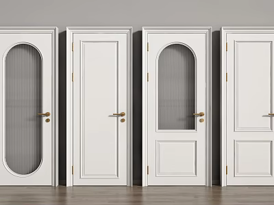White Swing Doors With Various Glass Panel And Solid Design Styles For Home 3d model