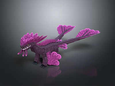 Purple Dragon Game Movie Character With Intricate Wings And Mythical Body Design 3d model