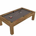 Wooden Billiard Table With Felt Surface Cues And Colorful Billiard Balls Accessories