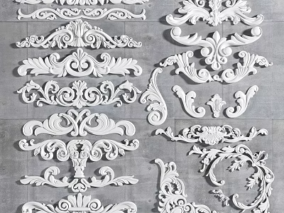Intricate Ornate Carvings with Elegant Patterns as Classical Decorative Elements for Architectural and Interior Design 3d model