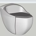 Modern White Toilet With Sleek Rounded Shape And Accent Lines 3d model