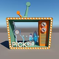 Decorative Display Frame With PICK Lettering Orange Accents And Items Inside