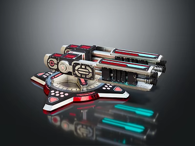 Futuristic Sci Fi Weapon With Red Blue Accents And Detailed Mechanical Structure 3d model