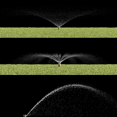 Scenic Outdoor Green Lawn Landscape With Various Sprinkler Water Spray Patterns 3d model