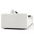 Modern White Fabric Sectional Sofa With Black Decorative Pillows And Stitched Design