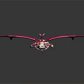 Cute Game Movie Character With Large Pink Wings Headdress And White Pink Outfit