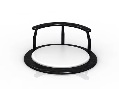 Round Lazy Sofa With Black Frame And White Cushion For Comfortable Seating 3d model