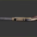 Vintage Revolver Sculpture With Intricate Carvings Brass Body And Wooden Grip