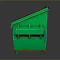 Green Household Trash Bin With Black Lid And Red Label For Daily Use