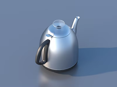 Silver Kettle With Black Handle Transparent Lid And Spout On Gray Background 3d model