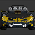 Blue And Yellow Race Car With Sleek Design And Roof Lights