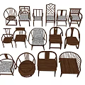 Various Designed Wooden Leisure Chairs With Different Backrests And Upholstered Seats