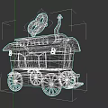 Green Pretzel Cart With Decorative Pretzel On Top And Colorful Wheels