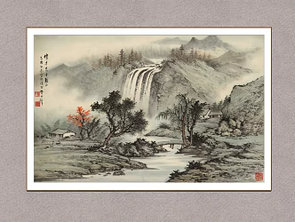 Chinese Landscape Painting Huang Junbi Landscape 3d model