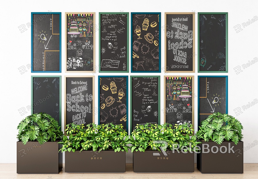 Modern minimalist blackboard wall blackboard wall flower box plant wall painting children's blackboard blackboard wall combination graffiti blackboard graffiti wall model