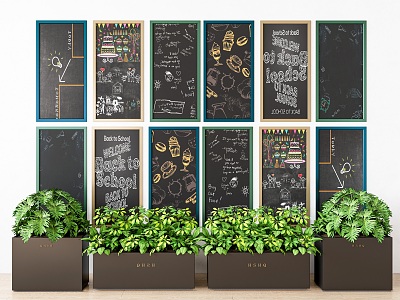 Modern minimalist blackboard wall blackboard wall flower box plant wall painting children's blackboard wall combination graffiti blackboard graffiti wall model