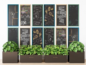 Modern minimalist blackboard wall blackboard wall flower box plant wall painting children's blackboard wall combination graffiti blackboard graffiti wall 3d model