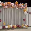 Colorful Balloons Decorative Arrangement With Striped Curtain Backdrop For Living Spaces