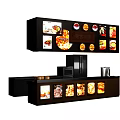 Restaurant Menu Billboard With Colorful Food Images And Modern Order Counter