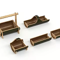 Tableware Set Featuring Wooden Frame Dark Interior and Various Shapes Storage Containers