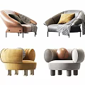 Modern Single Sofa Single Sofa Combination 3d model
