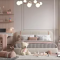 Cozy Kids Room Interior With Bed Stuffed Toys Bookshelves Pendant Lights And Soft Rug