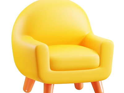 Cozy Modern Casual Sofa Set With Yellow Upholstery And Orange Legs 3d model