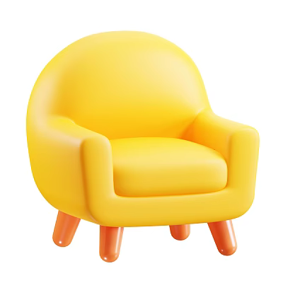 Cozy Modern Casual Sofa Set With Yellow Upholstery And Orange Legs 3d model