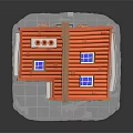 Lego Style Small House Building With Orange Roof Arched Windows Porch Steps And Flower Pots