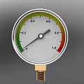 Analog Pressure Gauge With Color Coded Scale Pointer And Brass Base