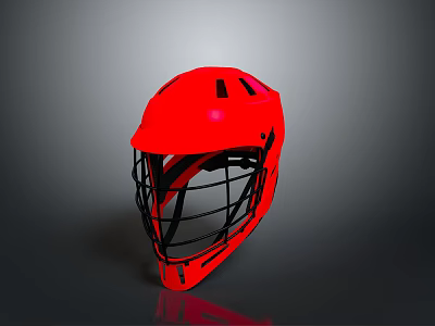 Red Weapon Helmet With Black Face Mask And Protective Design For Safety Use 3d model