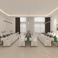 Elegant Private Dining Room Interior With Round Table Chandelier And Gray Chairs 3d model