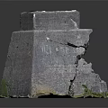 Weathered Stone Blocks Stacked In Ancient Structure With Mossy Cracks And Inscriptions 3d model
