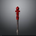 Red Fire Hydrant 3D Model With Wooden Base On Gray Gradient Background