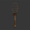 Brown Metal Vertical Hook Rack With Circular Top And Several Hooks For Home Organization