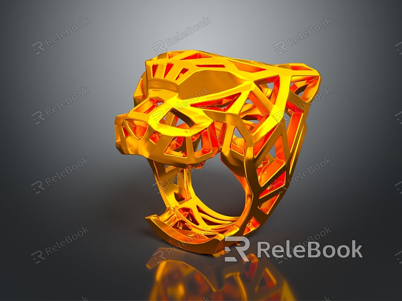 Modern Ring Leopard Print Ring Diamond Ring model