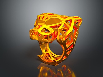 Modern Ring Leopard Print Ring Diamond Ring 3d model