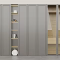Modern Dark Brown Floor To Ceiling Wardrobe With LED Lighting Open Shelves And Storage Drawers