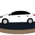 Elegant White Toyota Sedan Showcased On Round Blue Display Platform