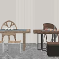 New Chinese Style Tea Table and Chair Desk and Chair Combination 3d model