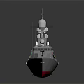 Modern Warship With Grey Hull Green Deck Red Bottom And Radar Antenna Design